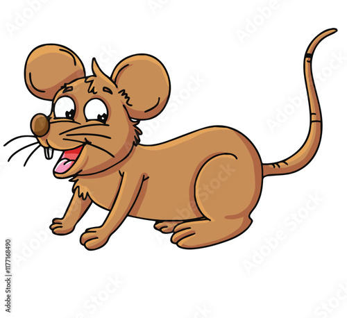 Cute cartoon hand drawn vector mouse illustration.