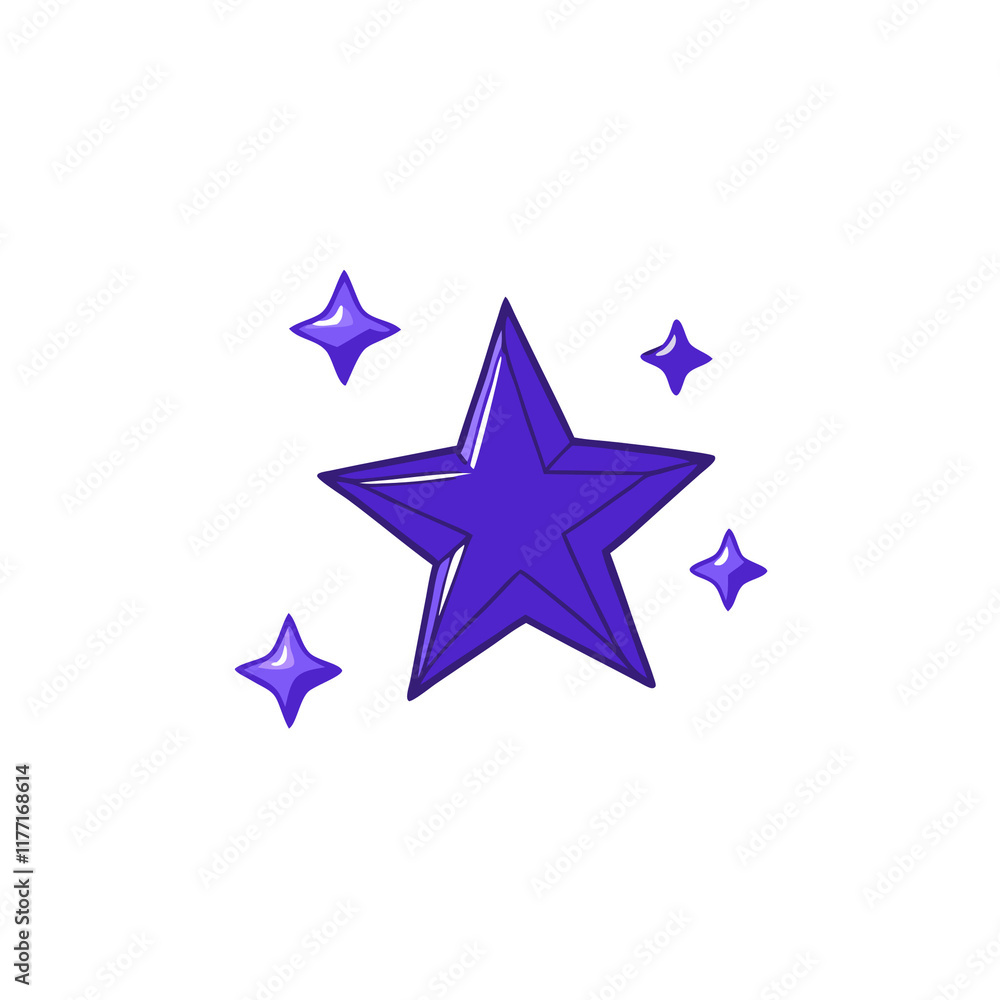 Colorful purple star with sparkling elements in a simple design emphasizing beauty and creativity Colorful purple star with sparkling elements in a simple design emphasizing beauty and creativity