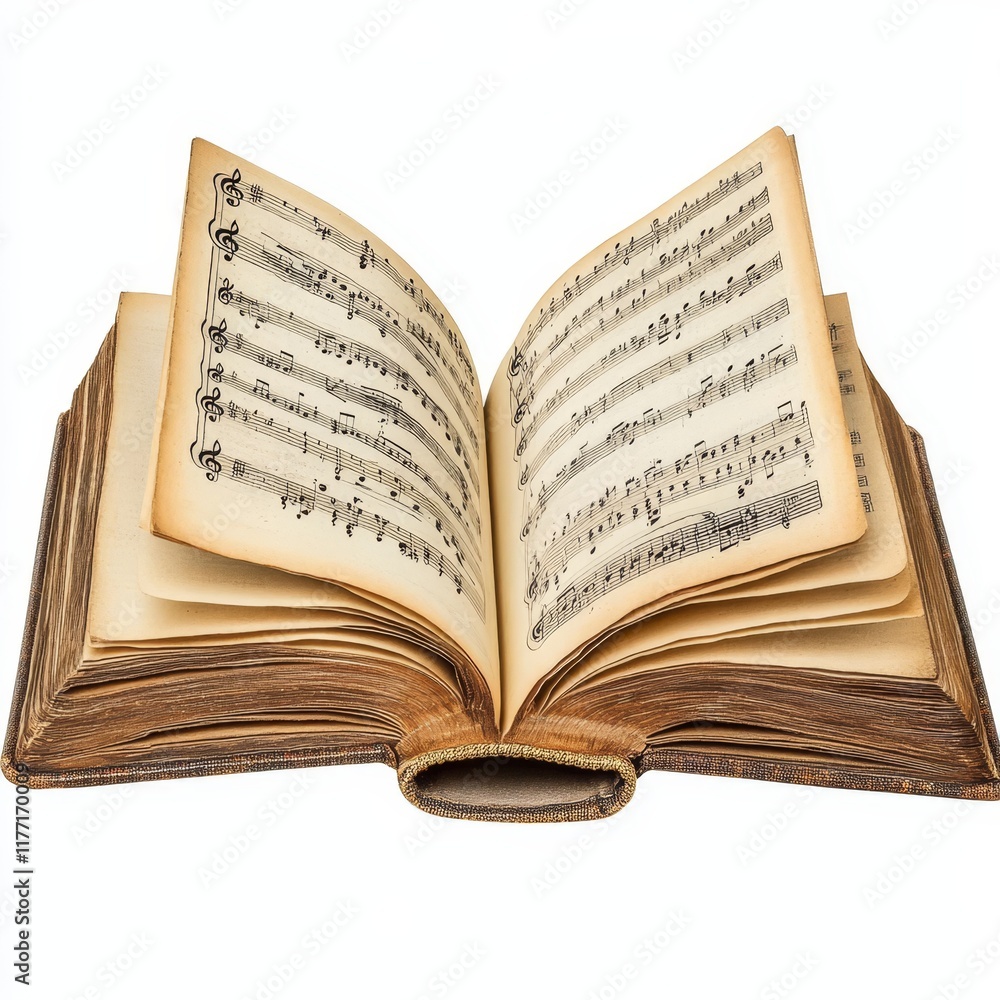 Obraz premium Open Music Book with Sheet Music – Musical Notation, Classical Inspiration, Music Education, and Creative Arts