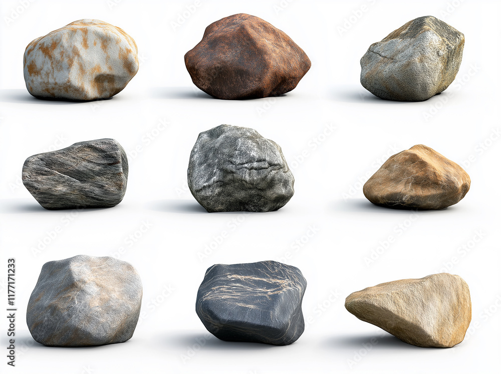 Set of stones isolated on white background.collection of stone isolated on white background. Set of stones isolated on white background.collection of stone isolated on white background.