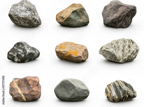 Set of stones isolated on white background.collection of stone isolated on white background. photo