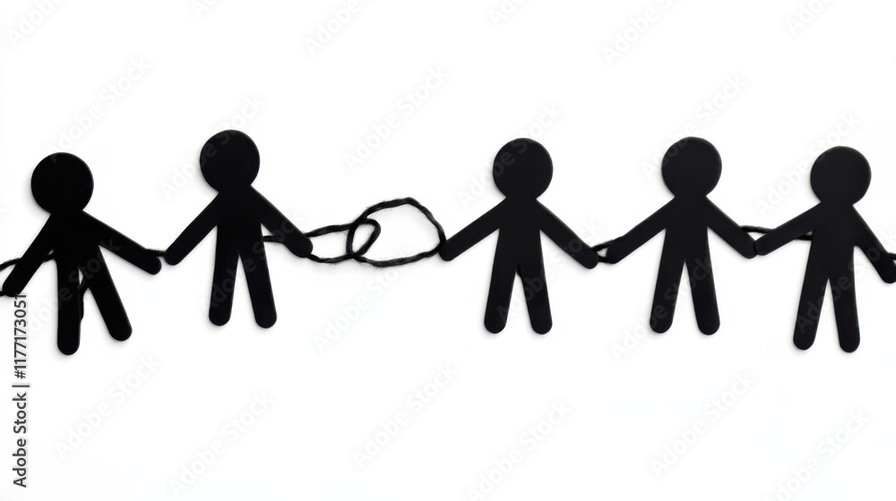 A Chain of Unity: Black Paper People Linked Together A Chain of Unity: Black Paper People Linked Together