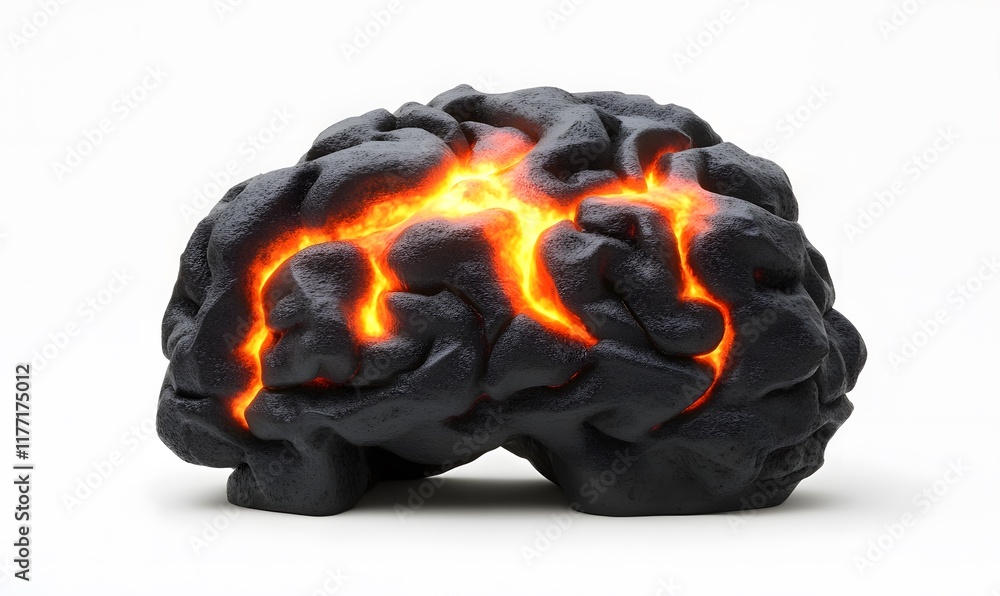 Obraz premium Glowing Lava Inside a Dark Brain.