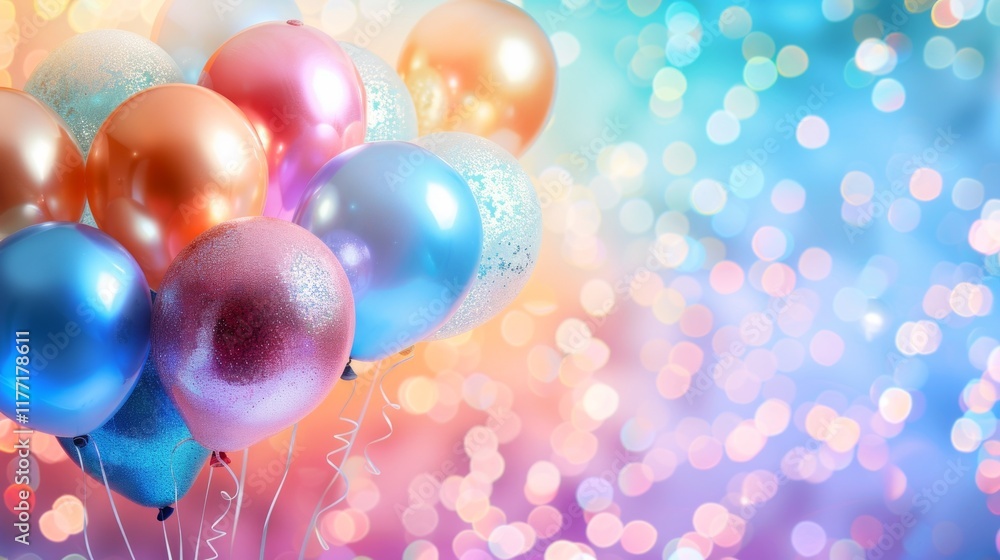 Bright balloons of different colors on a white background. Ideal for designing children's invitations, greeting cards and promotional materials for family holidays and parties. Bright balloons of different colors on a white background. Ideal for designing children's invitations, greeting cards and promotional materials for family holidays and parties.