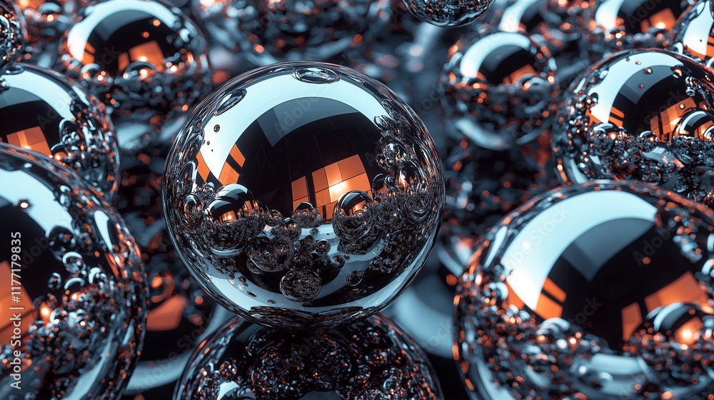 Reflective bubbles create an abstract and visually captivating scene with intricate details. Reflective bubbles create an abstract and visually captivating scene with intricate details.