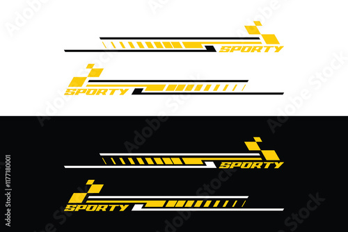 Set of simple car stripes. Car race stripes. Racing line sticker design. Graphic sport decal vinyl element. Automobile decoration. Racing vector design set vector EPS 10