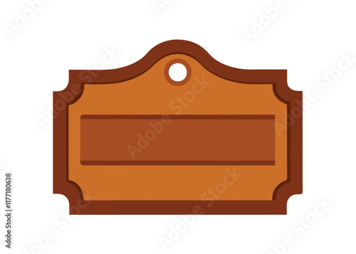 Door plaque hanging wood sign flat illustration on white background
