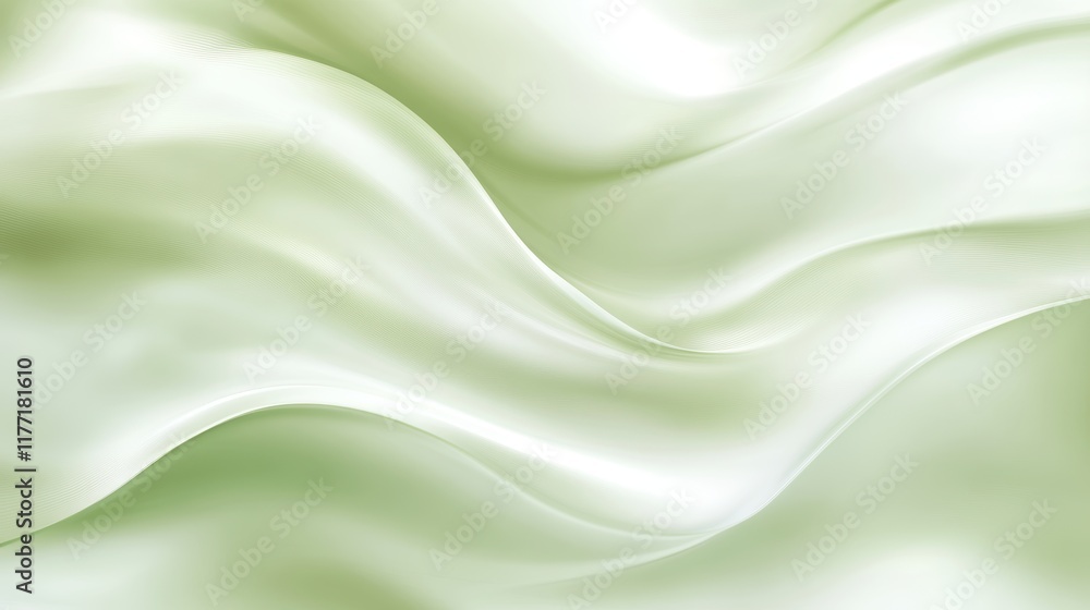 Obraz premium Soft Green Silk Fabric Wave Pattern Background Texture Design