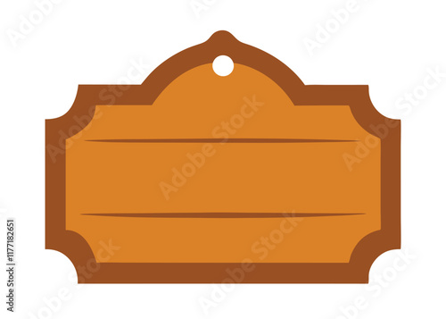 Door plaque hanging wood sign flat illustration on white background
