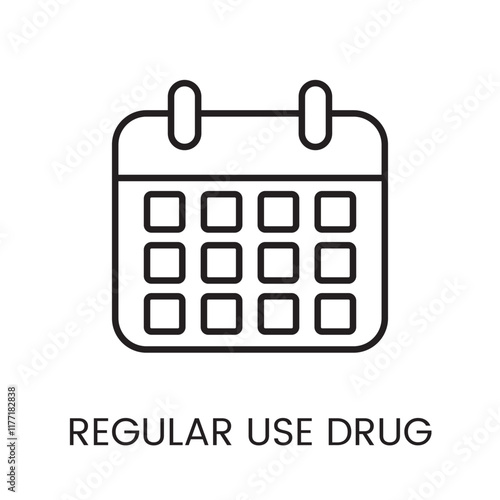A calendar icon in vector, representing regular medication schedules, with an editable stroke