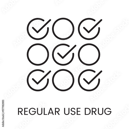 A circular grid with checkmarks icon in vector, symbolizing consistent performance tracking, with an editable stroke