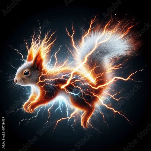 194 Shocking Squirrel A squirrel with a lightning bolt striking