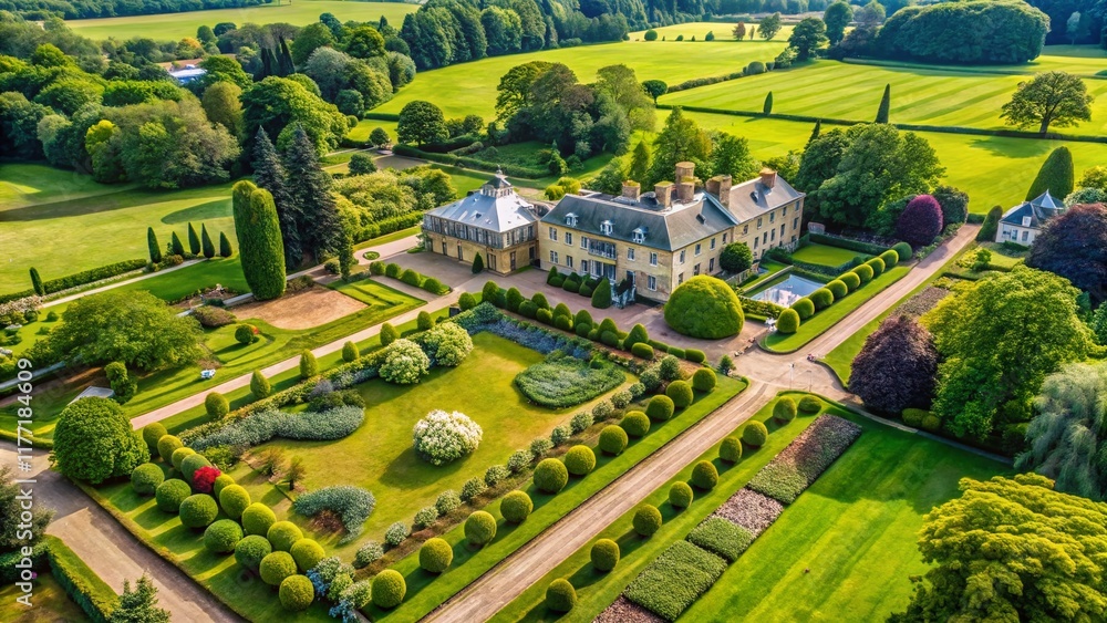 Obraz premium Aerial View of a Royal Estate & Gardens - Historic Landmark