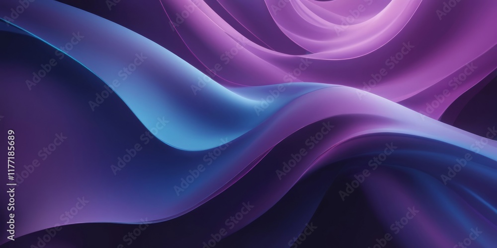 Fototapeta premium Abstract dynamic shapes with glowing edges, soft curves, and silky purple and blue gradients, exuding a futuristic vibe.