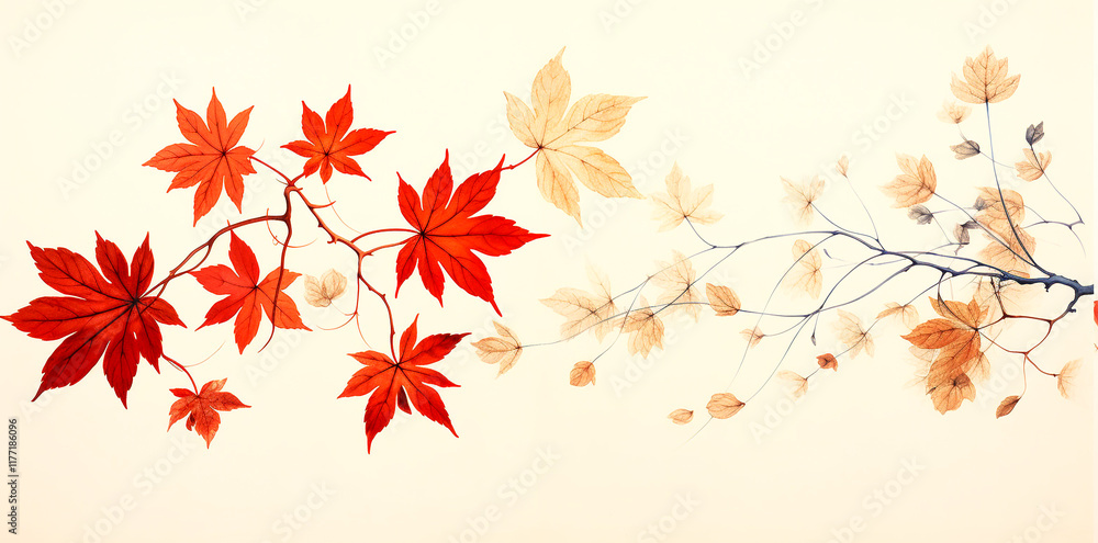 Colorful leaf pattern painting, bright natural concept Colorful leaf pattern painting, bright natural concept