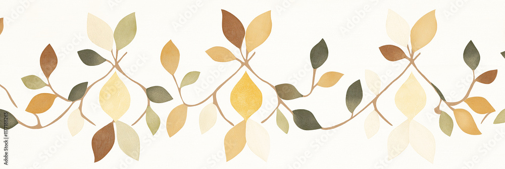 A geometric Islamic pattern in warm earth tones and cream, intertwined with subtle monstera leaves A geometric Islamic pattern in warm earth tones and cream, intertwined with subtle monstera leaves