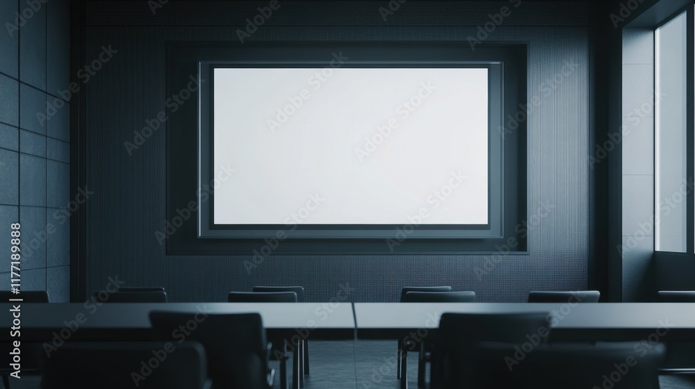 Fototapeta premium Modern Conference Room with Empty Screen and Chairs for Meeting