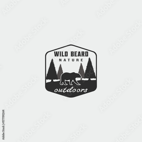 wild bear logo vintage vector illustration template icon design