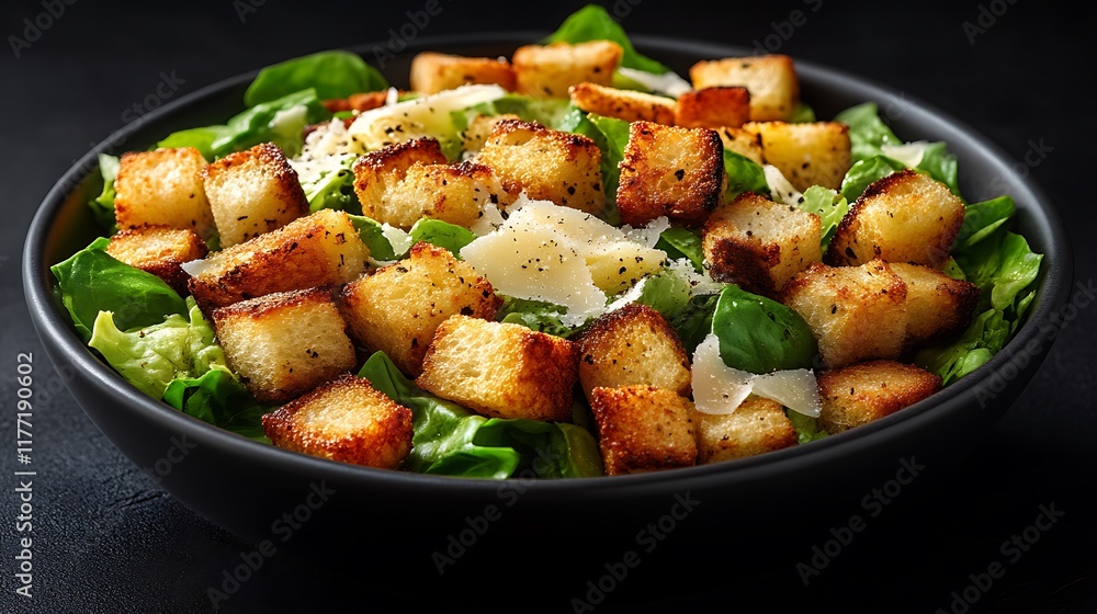 Golden Croutons and Greens: A Vibrant Caesar Salad Golden Croutons and Greens: A Vibrant Caesar Salad