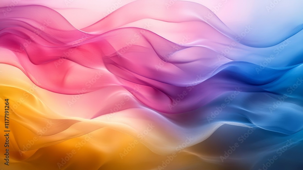 Fototapeta premium Colorful Abstract Wavy Art, Vibrant Flowing Patterns, Rainbow Gradient Design