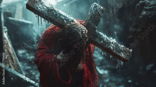 Jesus christ carrying cross good friday wishes background