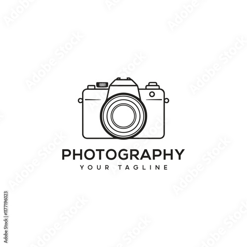 Camera photography logo design vector illustration.
