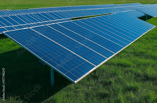 Group of solar and photovoltaic panels for electric power production. photo