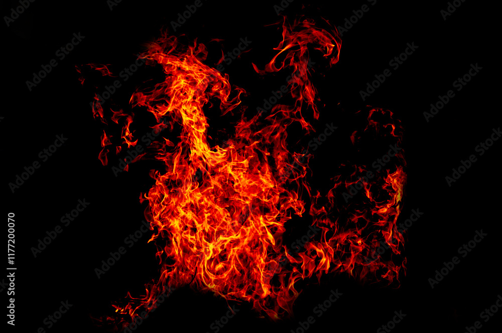 yellow, orange and red Fire flame isolated on background