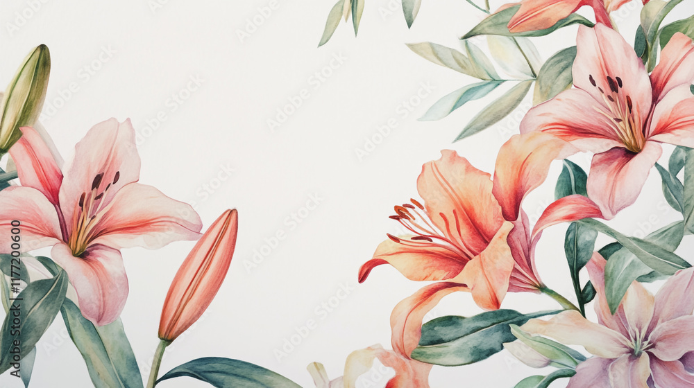 Obraz premium wedding invitation card background vector. Minimal hand painted watercolor botanical flowers texture template background. Design for wedding, vip cover, poster, rsvp moderncard.Valentine's Day