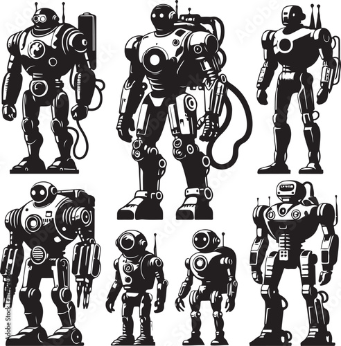 Robot Vectors for Sci-Fi and Tech Artwork