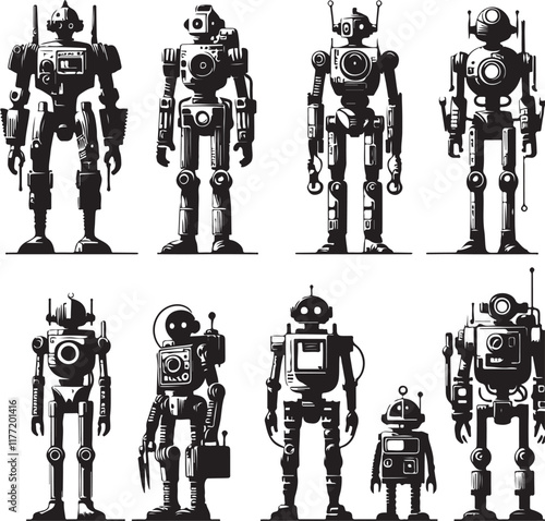 Robot Vectors for Sci-Fi and Tech Artwork