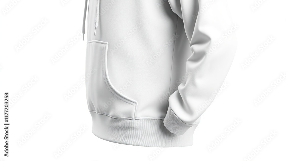 White Hoodie Side View Showing Detail And Texture White Hoodie Side View Showing Detail And Texture