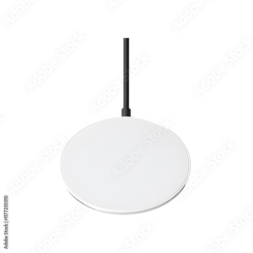 Wireless charging pad on a white background, showcasing a sleek, minimalist design with a modern and clean appearance, suitable for charging smartphones, smart devices, or other wireless-enabled gadge photo