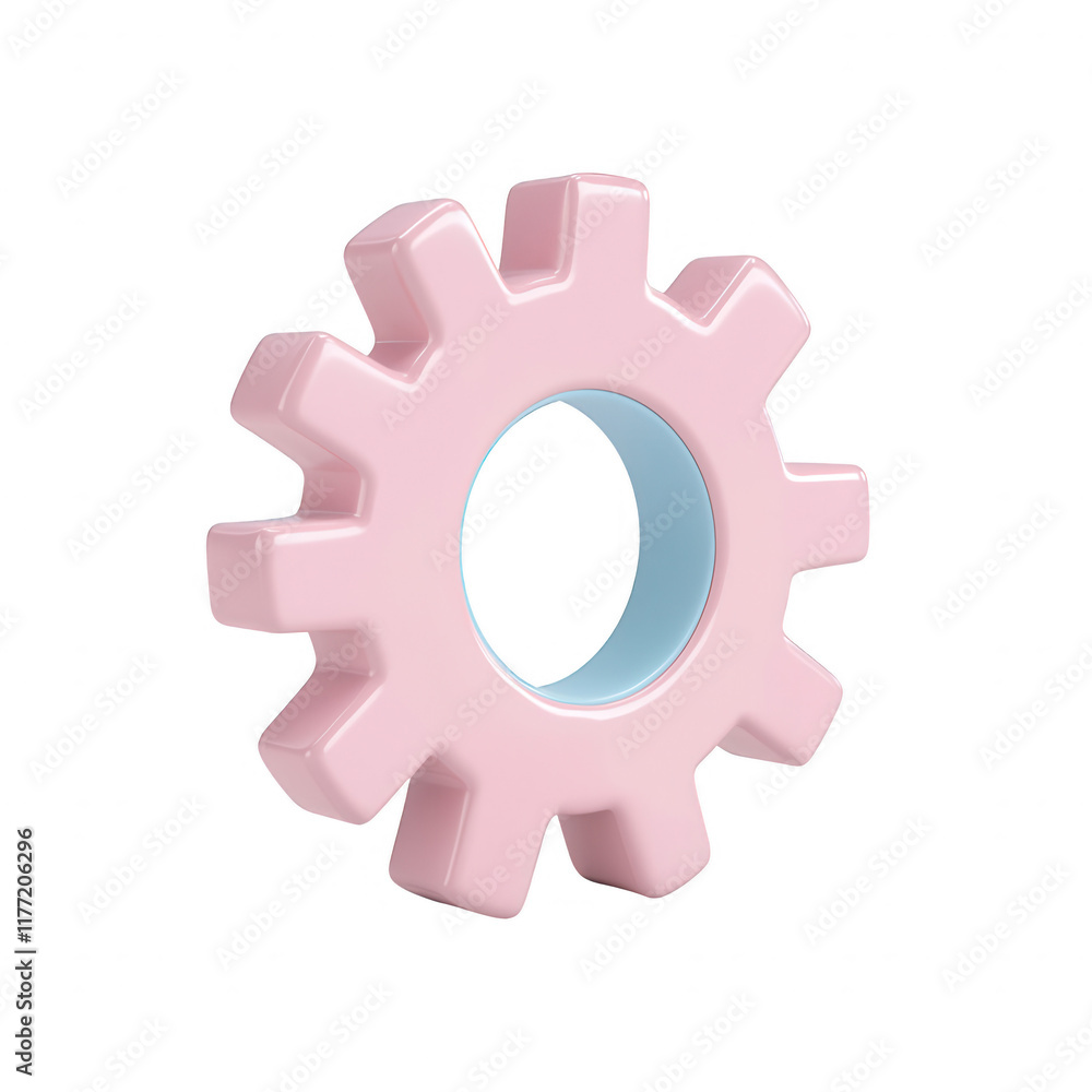 A stylized pink gear illustrating modern technology concepts., isolated on a transparent background. A stylized pink gear illustrating modern technology concepts., isolated on a transparent background.