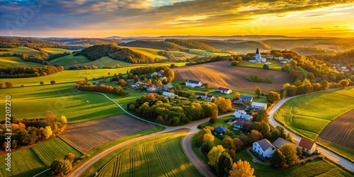 Aerial View of Mount Horeb, Wisconsin Landscape, Drone Photography photo