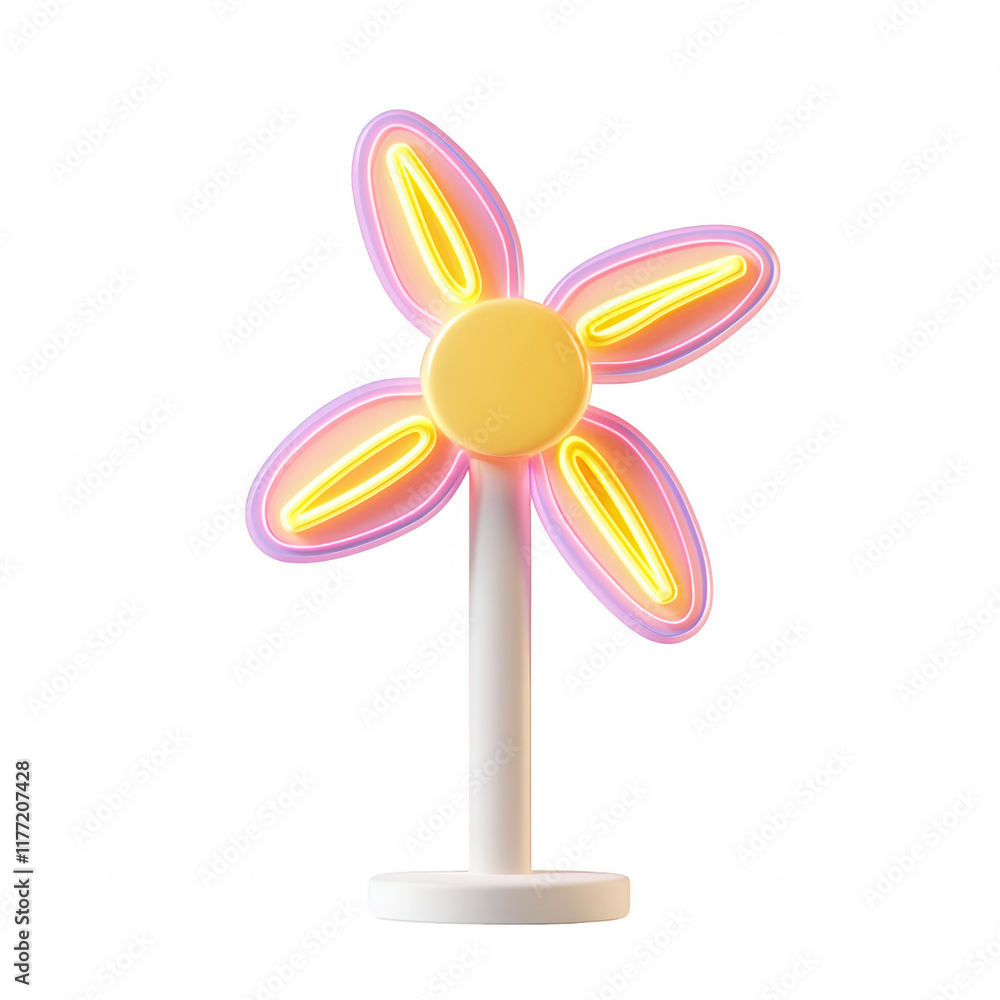 A vibrant neon flower sculpture radiating joy and creativity., isolated on a transparent background. A vibrant neon flower sculpture radiating joy and creativity., isolated on a transparent background.