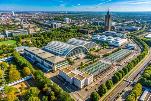 Aerial View of Olympia London Exhibition Centre, Kensington, England