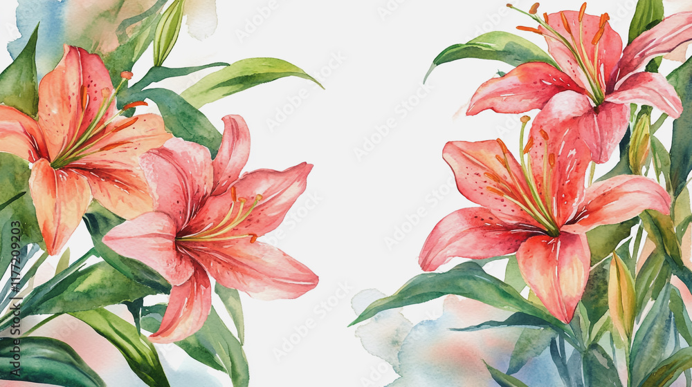Obraz premium wedding invitation card background vector. Minimal hand painted watercolor botanical flowers texture template background. Design for wedding, vip cover, poster, rsvp moderncard.Valentine's Day