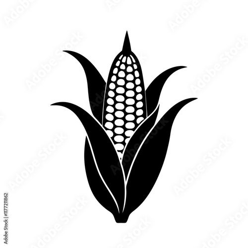 Corn plant silhouette vector illustration isolated on a white background