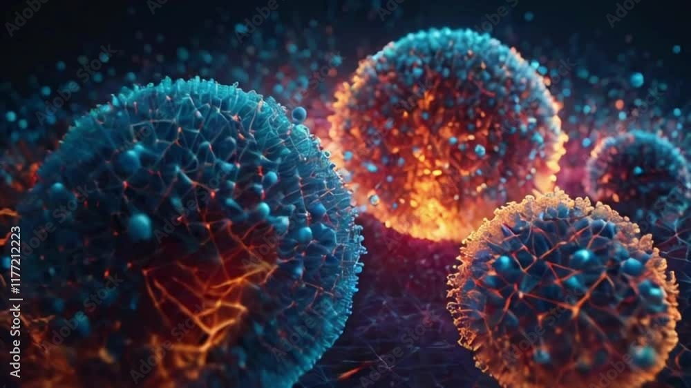 Particles in the shape of spherical data units shift and pulse with energy travel in a quantum-style motion, flow of quantum data, 4k High-Quality Technology background animation video Particles in the shape of spherical data units shift and pulse with energy travel in a quantum-style motion, flow of quantum data, 4k High-Quality Technology background animation video