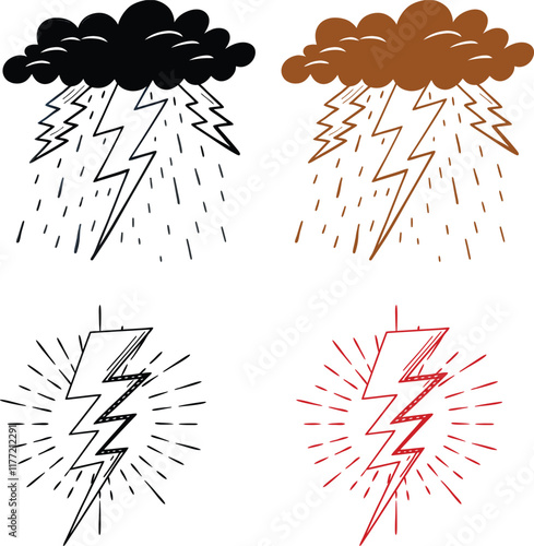 Dynamic Thunderbolt Icon Set