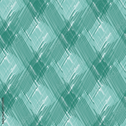 Cool teal blue linen texture vector background. Soft fibre style seamless pattern. Organic yarn close up woven effect lattice with watercolor gradient blend effect. Diagonal weave texture backdrop