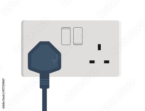 Plug and socket flat vector illustration isolated on a white background