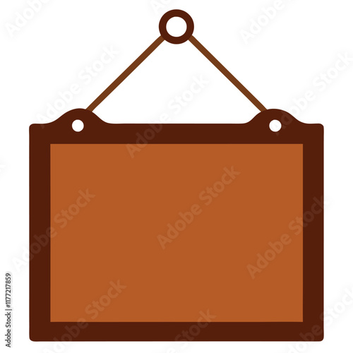 Door plaque hanging wood sign flat illustration on white background
