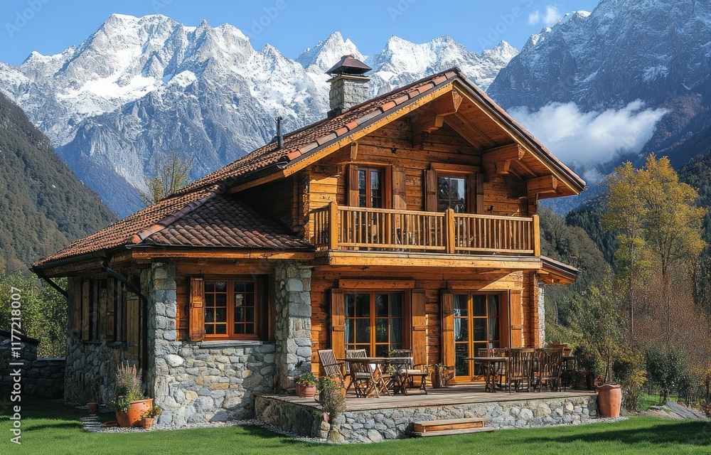 Mountain chalet, autumn, Alps, patio, vacation rental Mountain chalet, autumn, Alps, patio, vacation rental