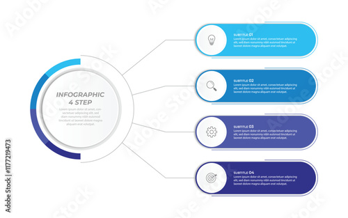 Vector infographic label design with circle infographic template design and 4-5-6 options or steps. Can be used for process diagram, presentations, workflow layout, banner, flow chart, info graph
