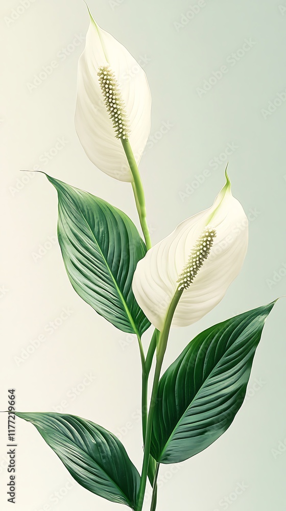 Obraz premium green spathiphyllum leaves with tropical texture abstract design