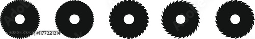 circular saw blades set. disc blade collection. flat silhouette vector illustration