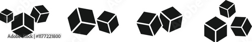 Sugar cubes icon set. Ice cube vector illustration. Square dice symbol
