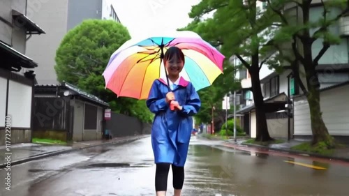 A happy young Japanese woman is excited to start a new school year
